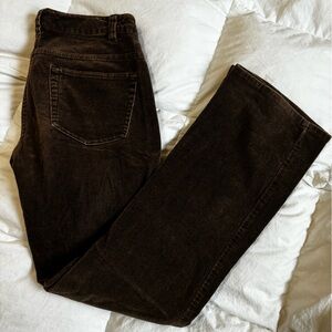 low rise brown flare corduroy pants